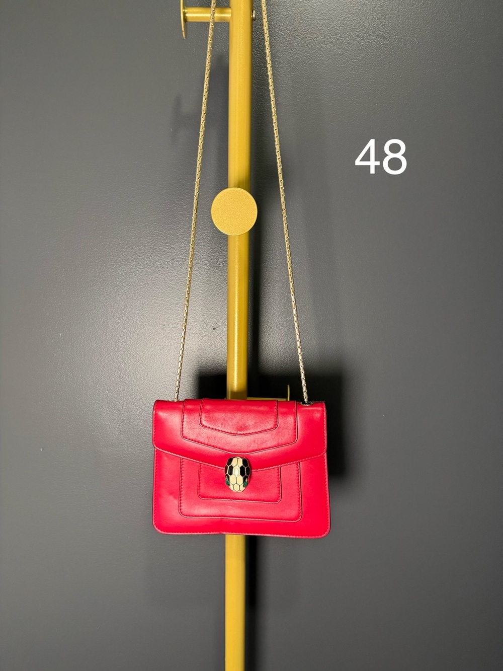 Bulgari Red Leather Crossbody with Snake-Head Clasp
